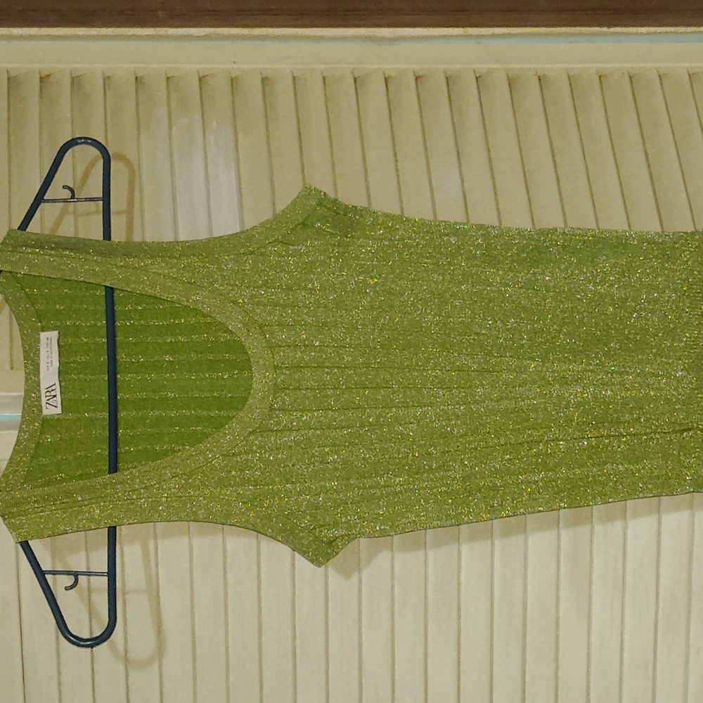 Zara Sparkling Green Sleeveless Dress